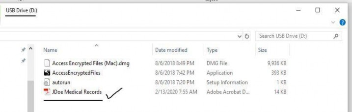screenshot of USB drive D in File Explorer